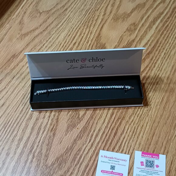 NEW Olivia 18k White Gold Plated Tennis Bracelet w/ Simulated Diamond Crystals - Picture 7 of 9